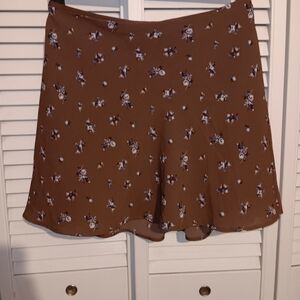 Divided Brown Floral Skirt